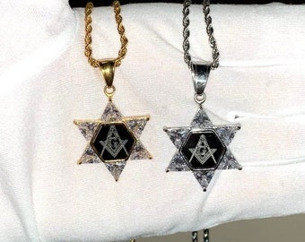 Natural Stone Beads Hexagram Triangular Star Shape PendantMaking Necklace Art 