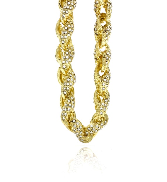 14k Gold White Gold Iced Out 10mm Rope Chain Necklace