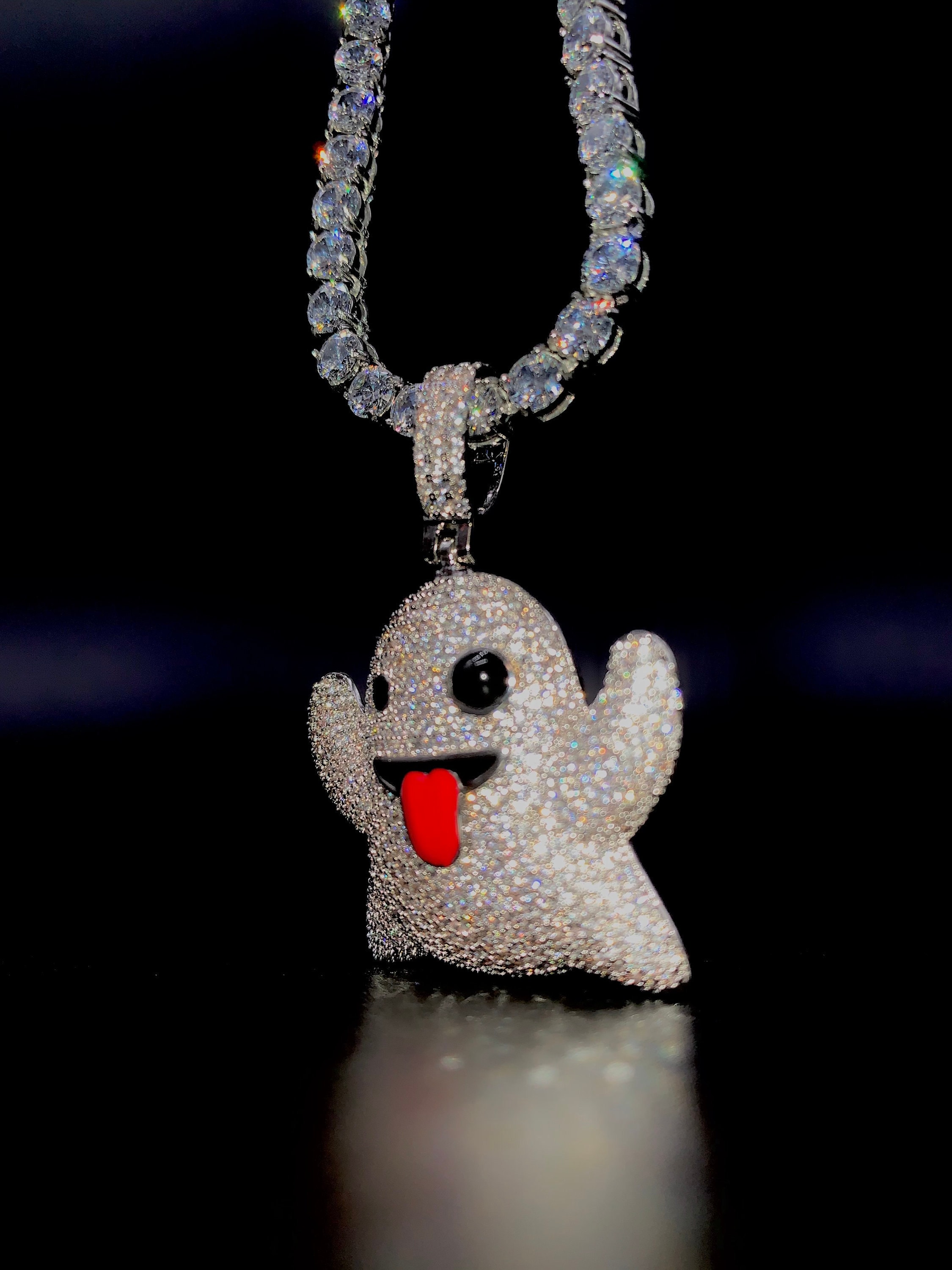 Iced out on sale ghost pendant