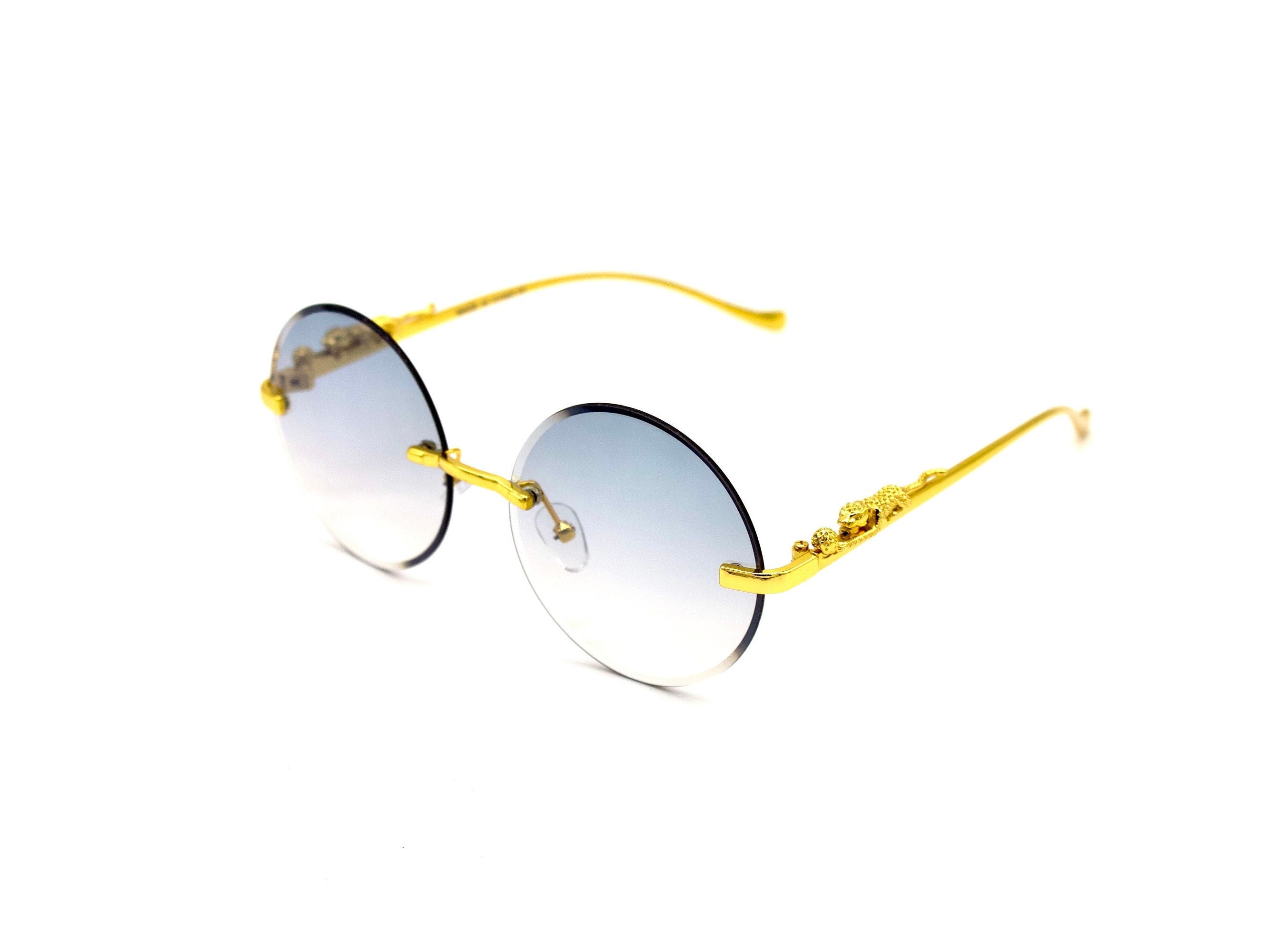  Mc Stan Rimless Men And Womens Sunglasses Retro Luxury Gold Metal