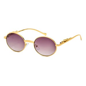 Gafas de sol/gafas de sol retro de lujo multicolor con montura de pantera dorada y plateada vintage