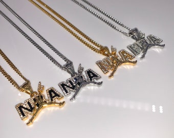 14K Gold silver NBA Youngboy Mini Stainless Steel CZ Diamond Pendant Necklace Etsy