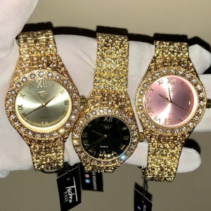 18k Gold/White Gold Hiphop Luxury Diamond Iced Nugget Watch