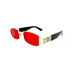 Gold Unisex Slim Rectangle Retro Vintage Y2K Shades/Sunglasses