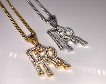 Buy 14K Gold silver Mini RR Stainless Steel CZ Diamond Pendant Necklace Online in India Etsy