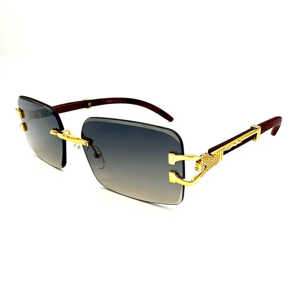 Gold/Silver Jaguar Frame Vintage Great Quality Wooden Shades/Sunglasses