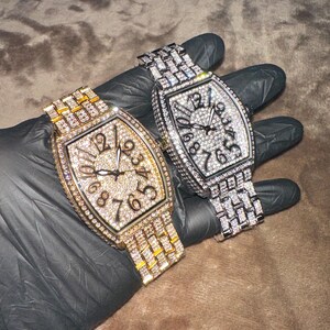 Gold/White Gold 41mm ICED-OUT Quartz Movement Watch