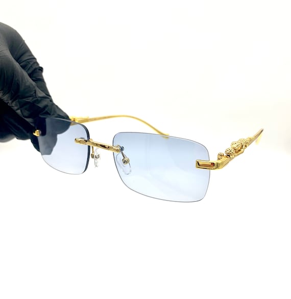 Vintage Buffs Gold/Silver Jaguar Frame Luxury Retro Glasses/Sunglasses