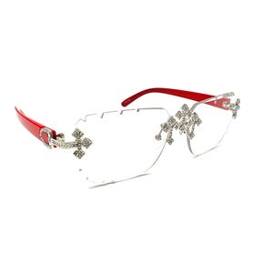 Óculos de sol Triple Cross ICED-OUT dourados/prateados – transparentes, óculos de sol vermelhos marcantes, ponte dourada