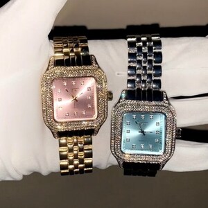 Gold/White Gold Square Luxury Designer Hiphop Diamond Watch