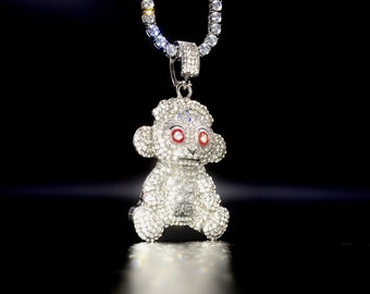 NBA Youngboy Monkey 18k Gold/white Gold 