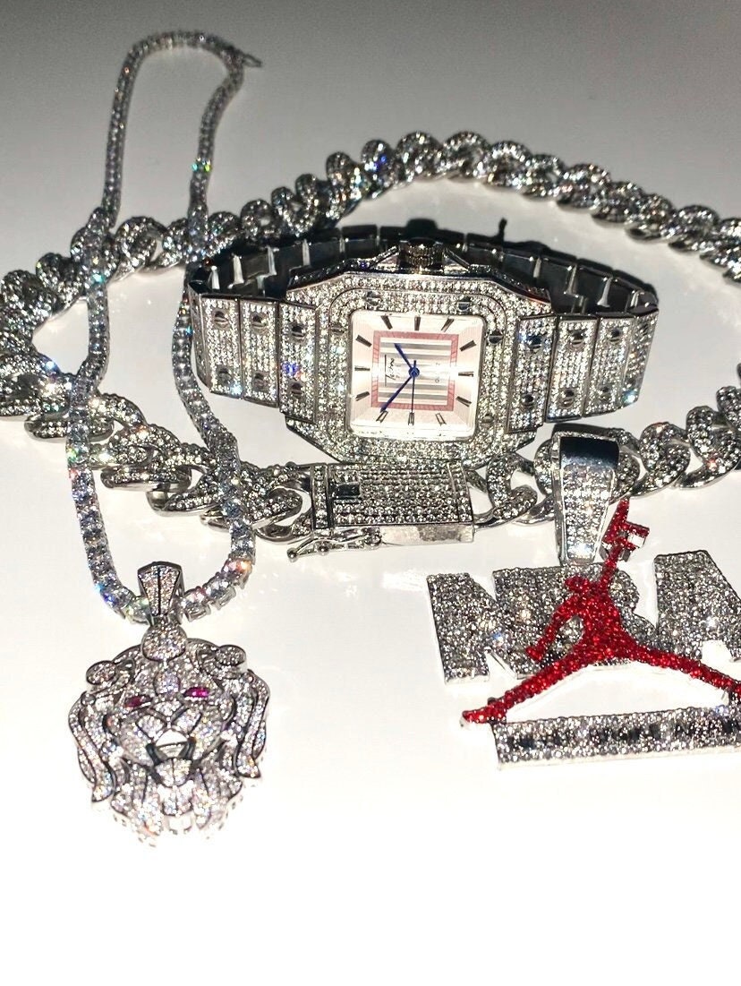 Silver Plated NBA YoungBoy 4KT Pendant 16 18 20 Iced Baguette Chain  Necklace