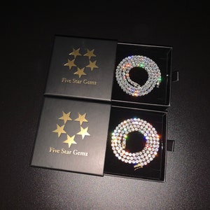 Catena da 4 mm in oro 18 carati/oro bianco con diamante CZ di lusso in pietra da tennis Hiphop