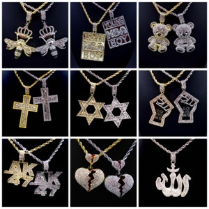 14k Gold/White Gold Hiphop Jewelry CZ Diamond Iced Pendant Charm Necklace
