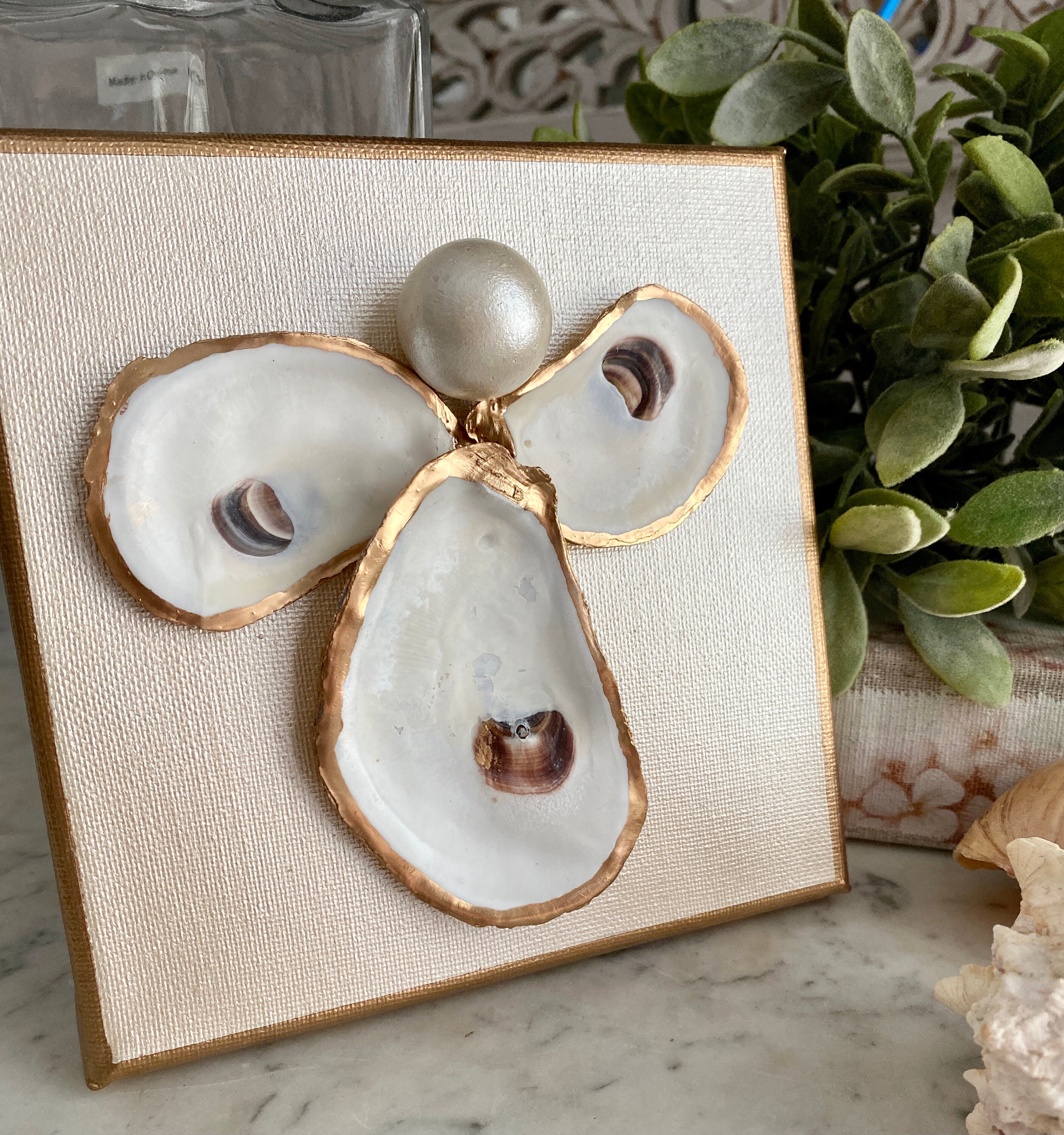 Oyster Muschel Engel auf Leinwand Muschel Kunst Strand Etsy