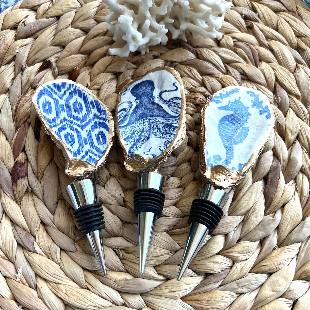 Oyster Shell Wine Stopper Shell Bottle Coastal Barware Gift Etsy