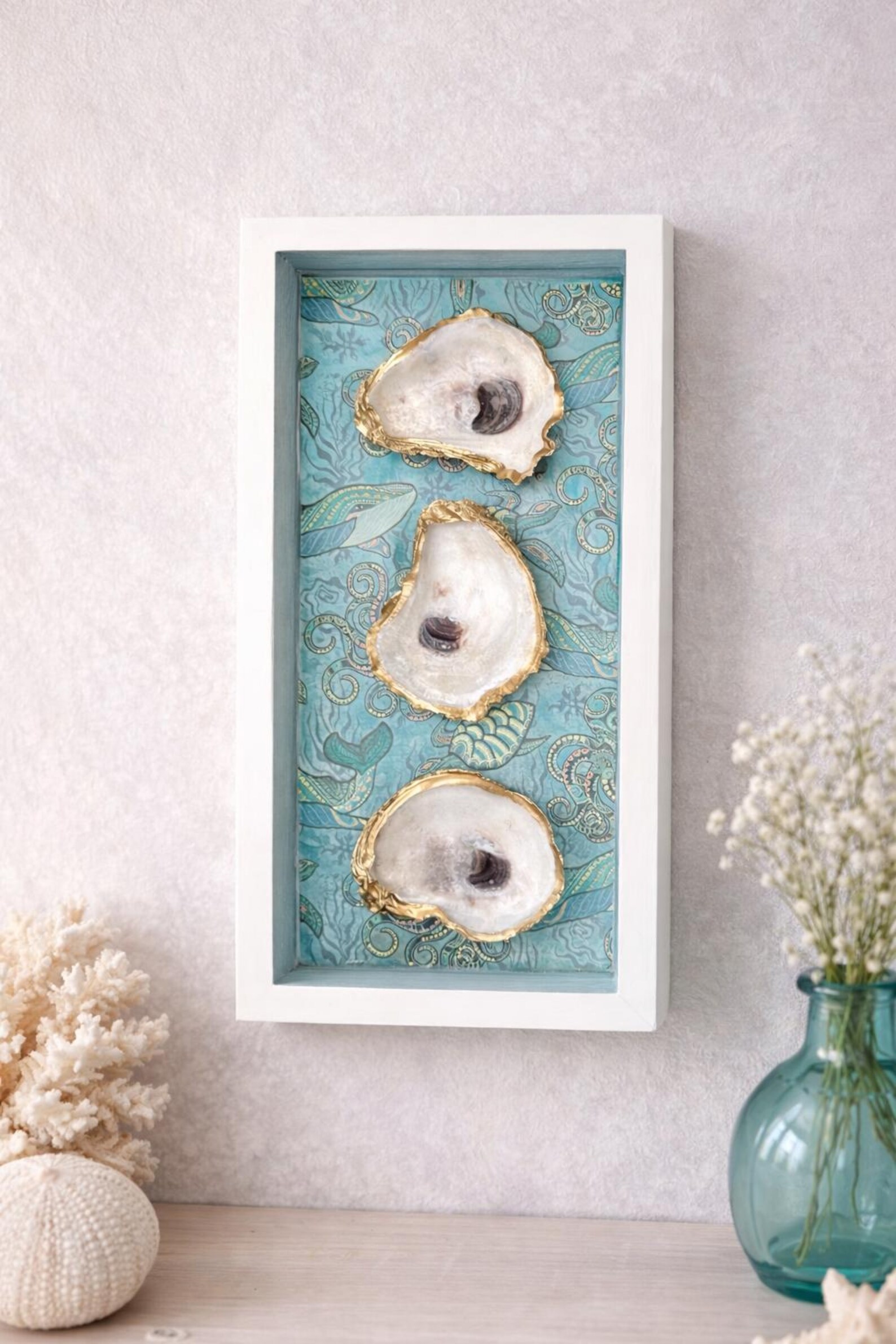 Coastal Oyster Shell Shadow Box Wall Art – Seaside Home Accent - Etsy