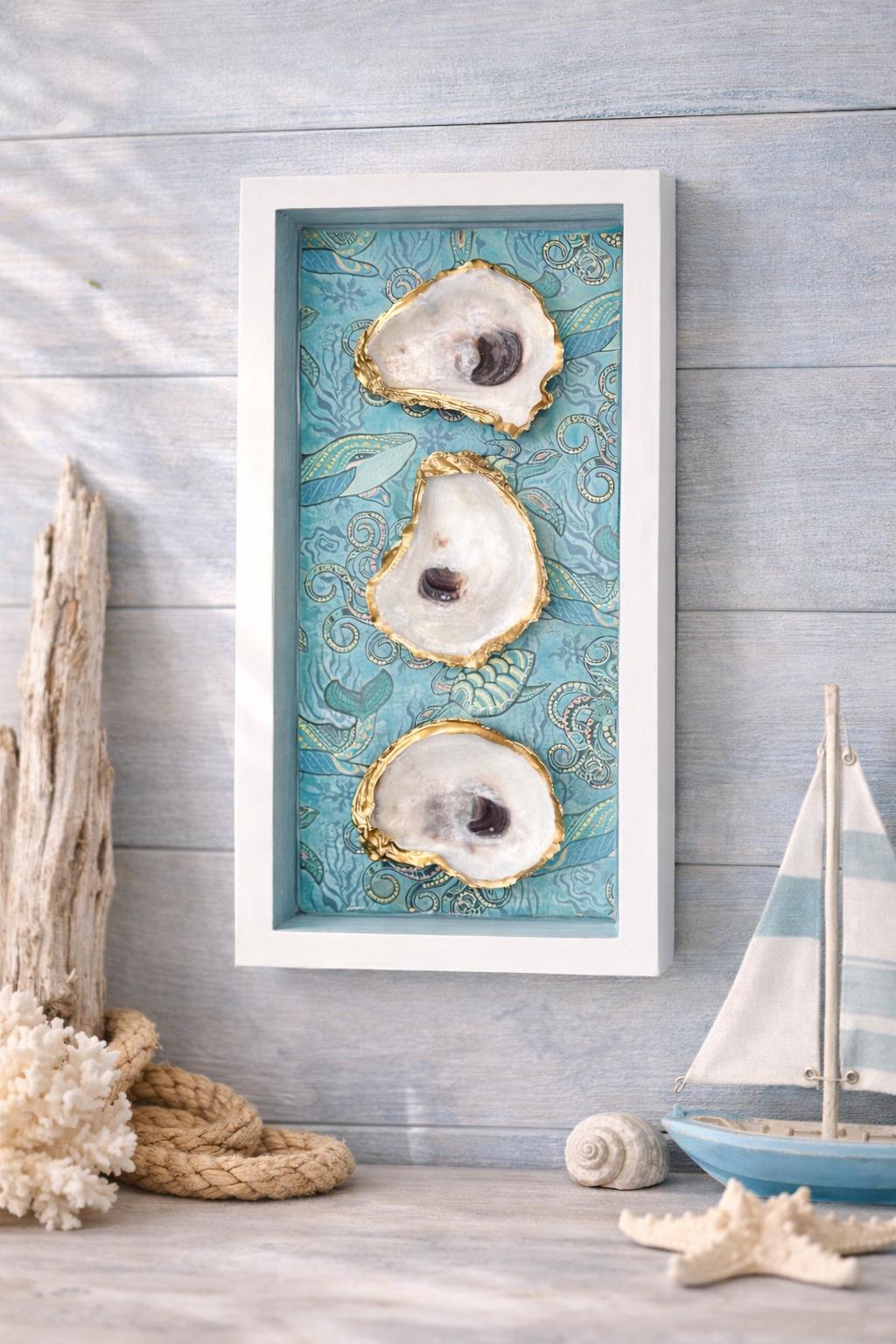 Coastal Oyster Shell Shadow Box Wall Art – Seaside Home Accent - Etsy