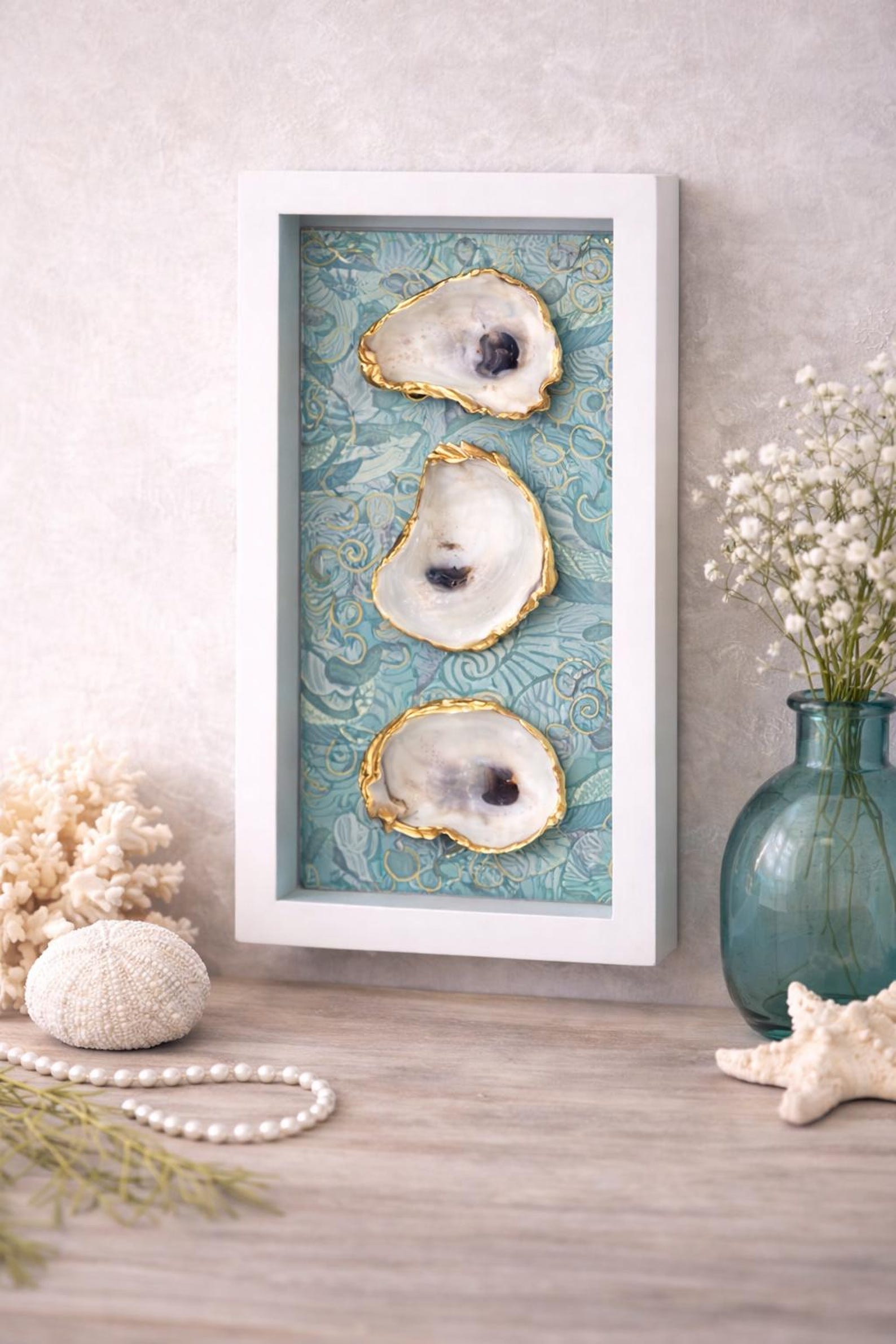 Coastal Oyster Shell Shadow Box Wall Art – Seaside Home Accent - Etsy