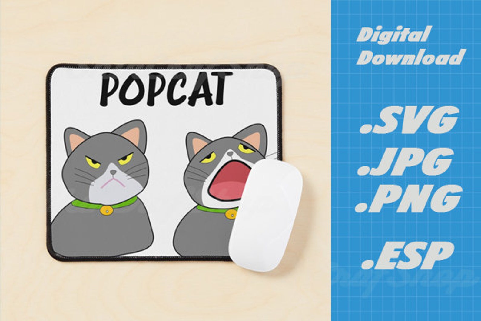 Popcat. Cat Open Mouth and Close Mouth. PNGESPSVG Digital Etsy