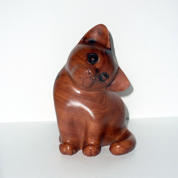 Cat Sculpture, cat lovers gift :Exquisite wood carving for home decor and collectors,