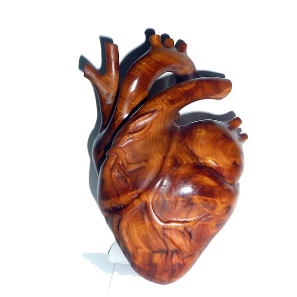 Anatomische Herzschnitzerei, Herzskulptur-Geschenk für Ärzte-handgemachte Herzen-Geschenke für Papa- Handgefertigte Herzskulptur.