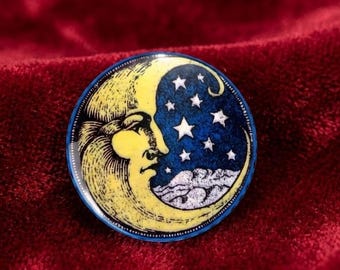 Plastic Celestial Moon Pin – Vintage Style Night Sky Jewelry
