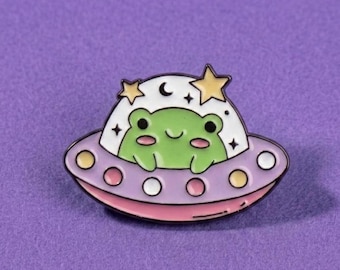 Frog UFO Pin, Galactic Alien Spaceship Fashion Accessory