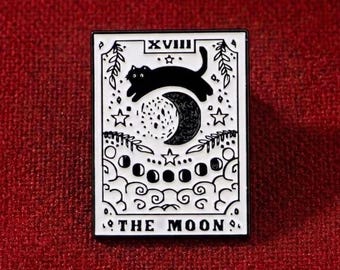 Moon Tarot Pin, Black Cat Fashion Accessory