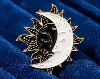 Celestial Sun and Moon Pin - Yin Yang Day & Night Pin