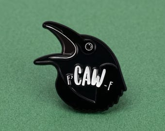 f'CAW'f Crow Pin – Dark Humor Lapel Accessory