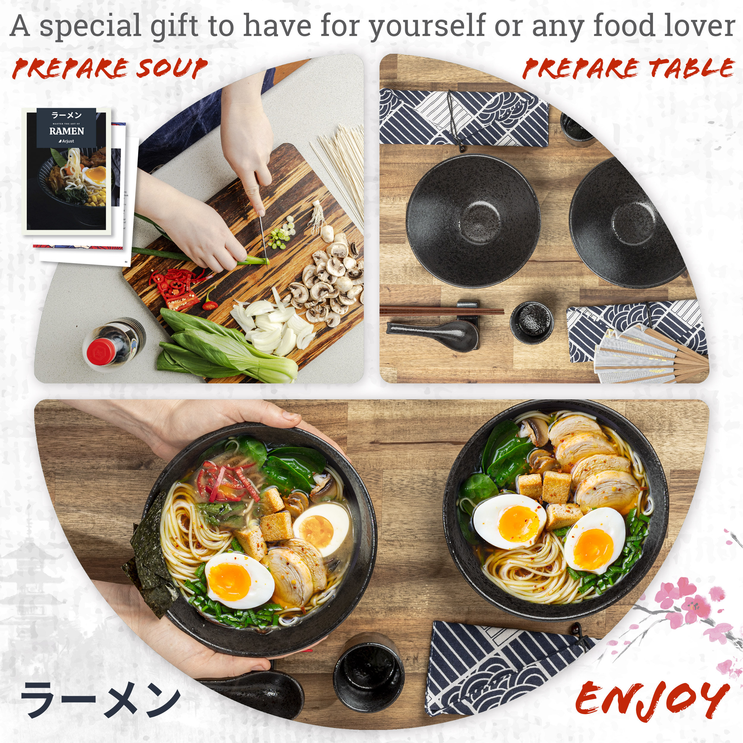 Arjust Ramen Gift Set 12 Piece Black Handmade Ceramic Bowls Etsy Australia