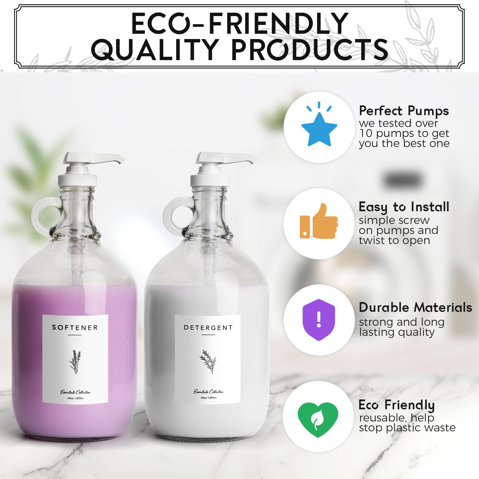 Glass Liquid Laundry Detergent Dispenser 2 Half Gallon Etsy