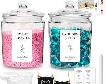 Glass Airtight Laundry Jars Set with Chalkboards Labels Pen Scoops eBook