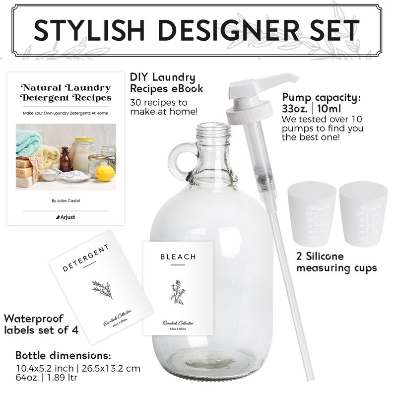 Glass Liquid Laundry Detergent Dispenser 2 Half Gallon Etsy