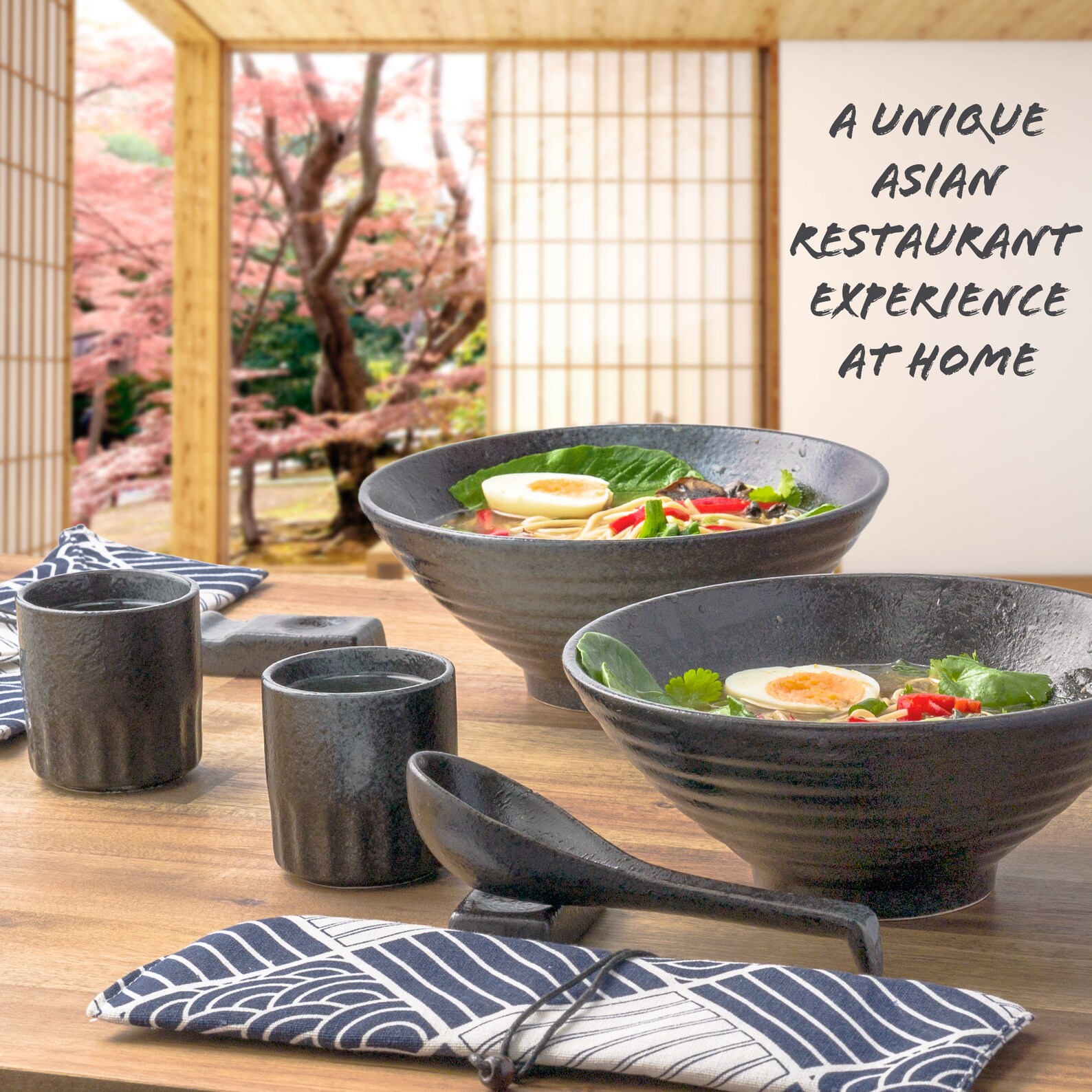 Arjust Ramen Gift Set 12 Piece Black Handmade Ceramic Bowls Etsy Canada