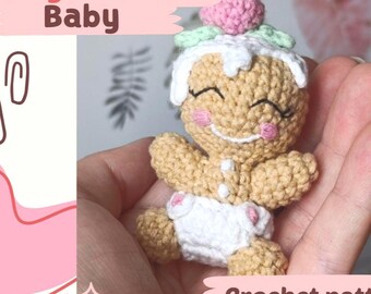Amigurumi crochet pattern, crochet gingerbread baby, cute crochet makes