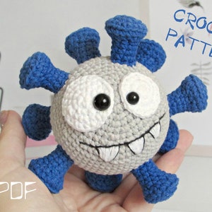 Virus amigurumi, amigurumi crochet pattern, easy crochet toy pattern image 1