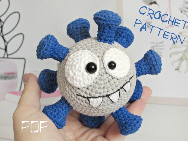 Virus amigurumi, amigurumi crochet pattern, easy crochet toy pattern image 1