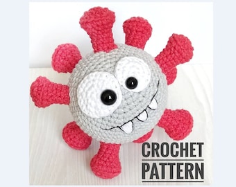 Virus amigurumi, amigurumi crochet pattern, easy crochet toy pattern