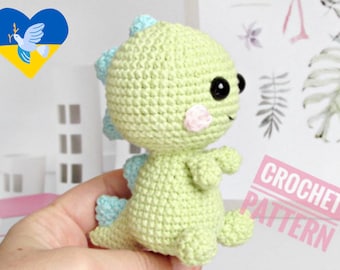 Dinosaur crochet pattern, cute crochet pattern, amigurumi beginner pattern, crochet pattern small dinosaur