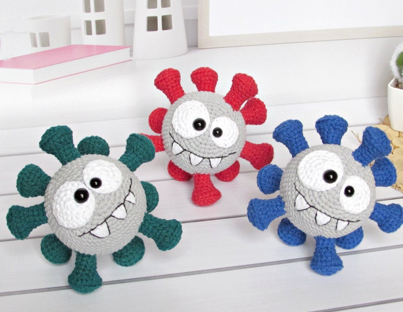 Virus amigurumi, amigurumi crochet pattern, easy crochet toy pattern image 6