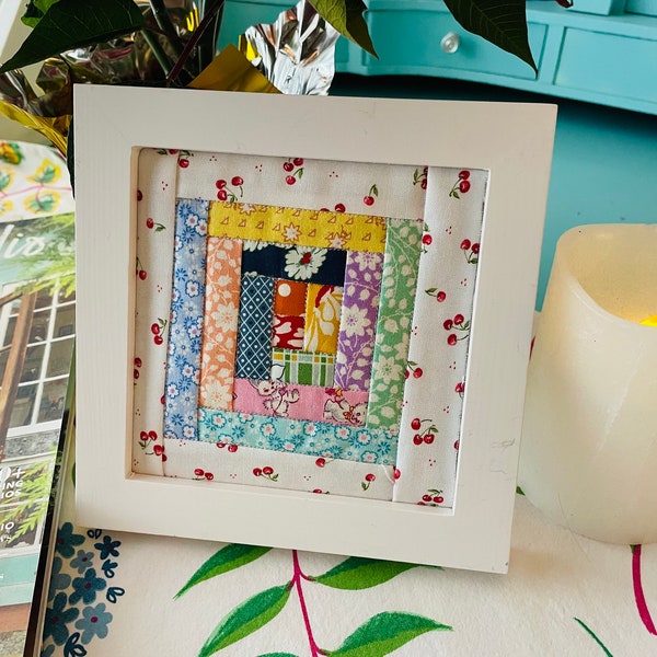 Framed Mini Quilt Block, Mini Quilt Block, Housewarming Gift, Children's Room Decor