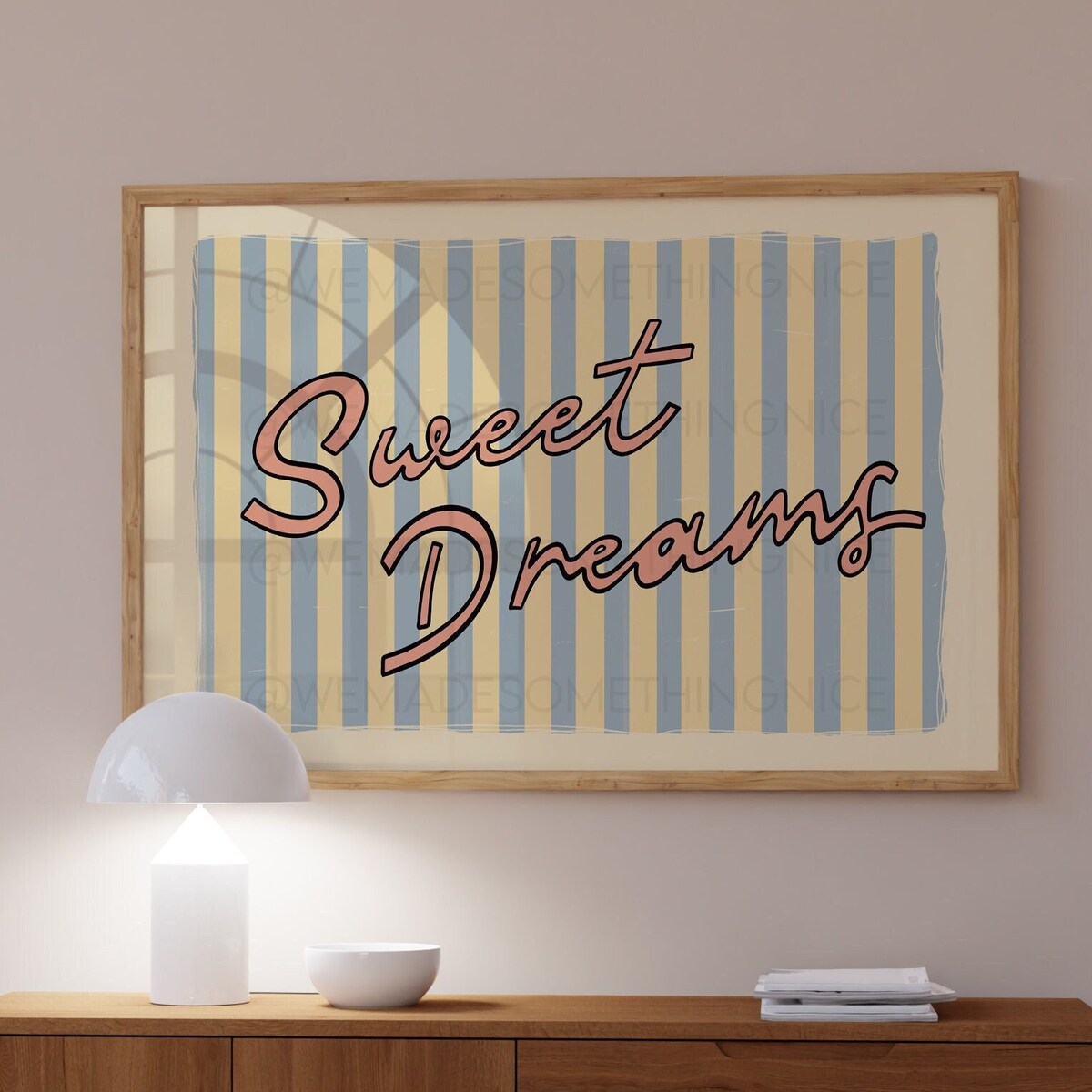 Sweet Dreams Poster, Trendy Wall Art, Apartment Decor, Retro Wall Art, Coquette Room Decor, Pink Wall Art, Y2K Room Decor, Retro Wall Art