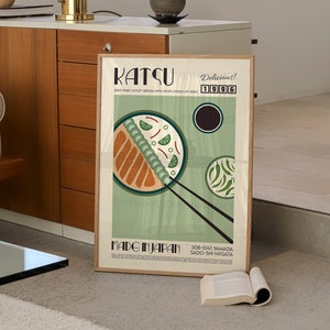 Katsu Poster, Food Print, Modern Kitchen Decor, Illustration, Japanese, Food, Chef Print, Bar Art, Exhibition Poster, Retro Wall Art, Japan