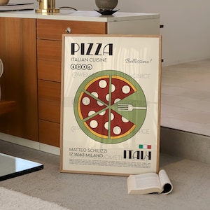 Pizza Print 2, Italy Poster, French Retro, Kitchen Decor, Food Art, Mid Century Modern, Eat Sign, Rome, Italy Art, Housewarming