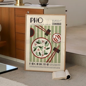 Pho 2 Poster, Food Print, Modern Kitchen Decor, Japanese, Korean Food, Chef Print, Bar Art, Exhibition Poster, Retro Art, Vietnam