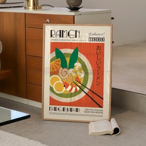 Ramen Poster, Food Print, Modern Kitchen Decor, Illustration, Japanese, Food, Chef Print, Bar Art, Exhibition Poster, Retro Wall Art, Japan