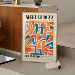 San Francisco Jazz Poster, Music Print, Music Poster, Kitchen Art, Music Lover, Lyrics Poster, Wall Art, Home Decor, Mid Century Modern