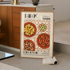Tapas Print, Spain Poster, French Retro, Kitchen Decor, Food Art, Mid Century Modern, Eat Sign, Rome, Italy Art, Housewarming